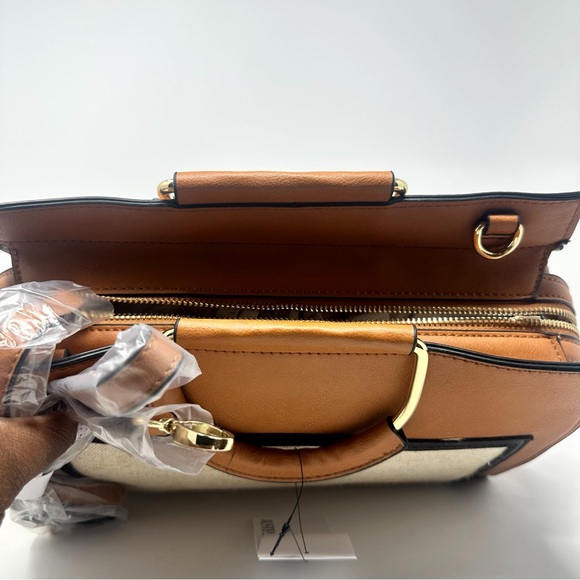 BNWT Cognac and Linen Handbag - Picture 4 of 4